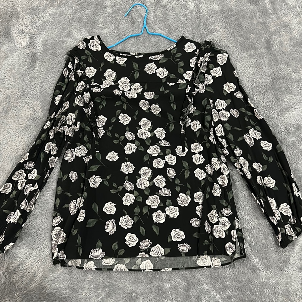 Loft floral ruffle shirt